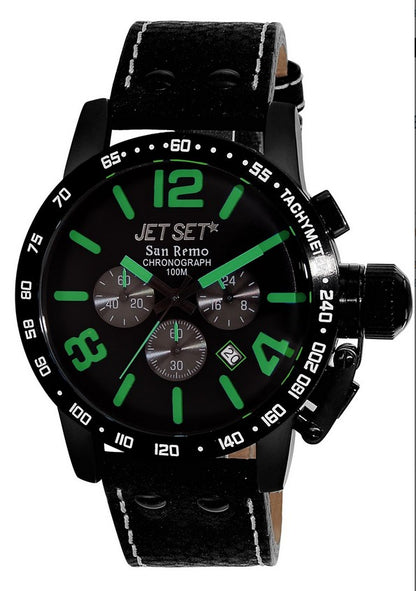 Jet Set San Remo J8358B-437 Chronograph mit schwarzem Gehäuse und grünen Ziffern