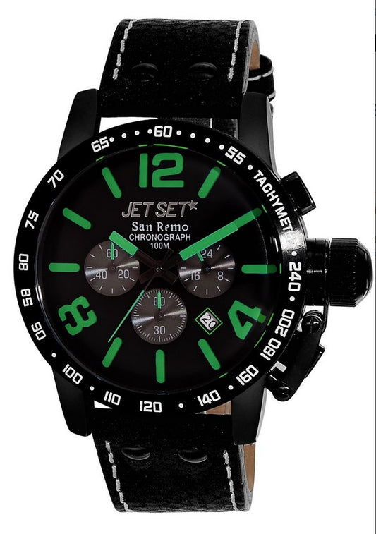 Jet Set San Remo J8358B-437 Chronograph mit schwarzem Gehäuse und grünen Ziffern