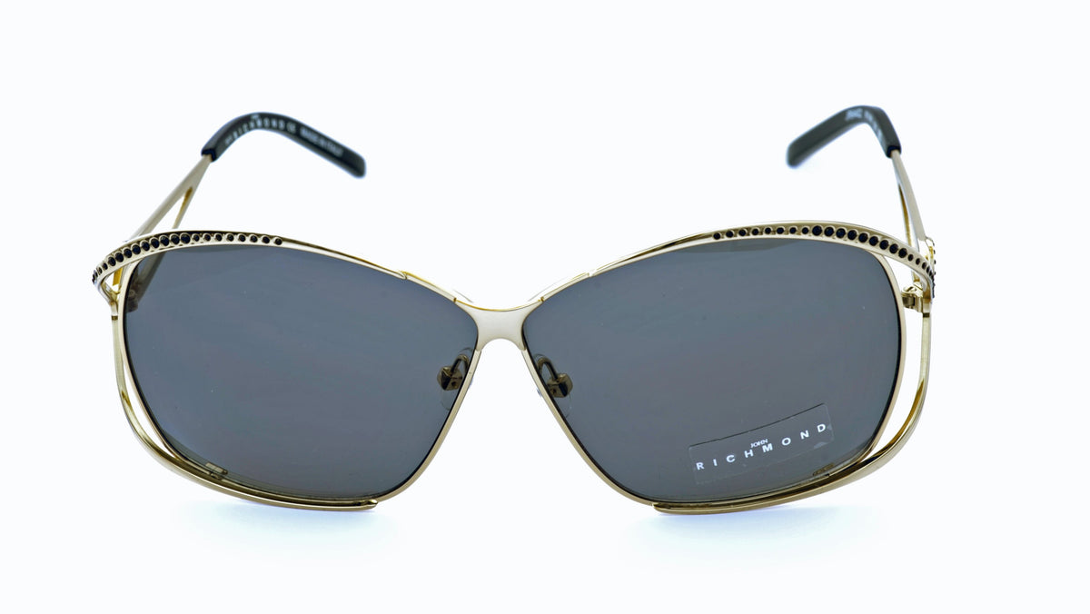 John Richmond Damen-Sonnenbrille JR 554/05 mit goldfarbenem Metallrahmen, Frontansicht