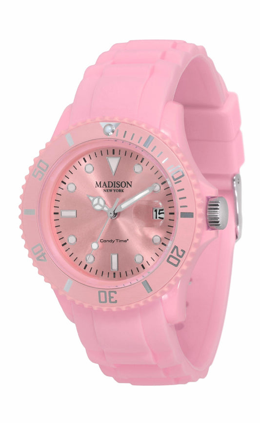 Madison New York Candy Time Sorbet U4167-23 Damenuhr in Rosa mit Silikonarmband