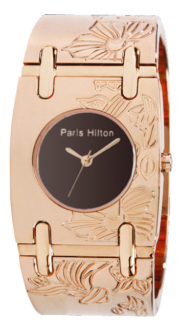 Paris Hilton Bangle 138.4459.60 in Roségold mit schwarzem Zifferblatt