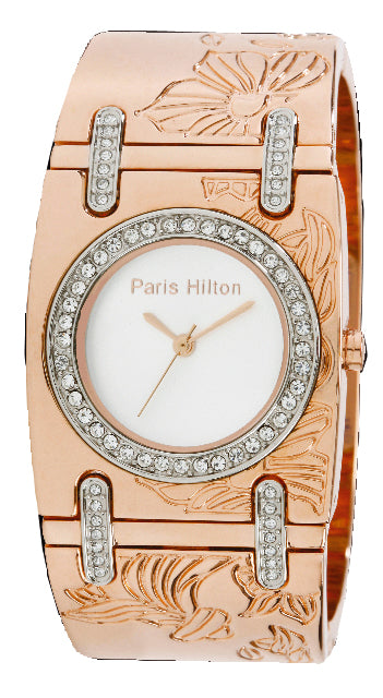 Paris Hilton Bangle 138.4461.60 in Roségold mit weissem Zifferblatt und Swarovski-Lünette