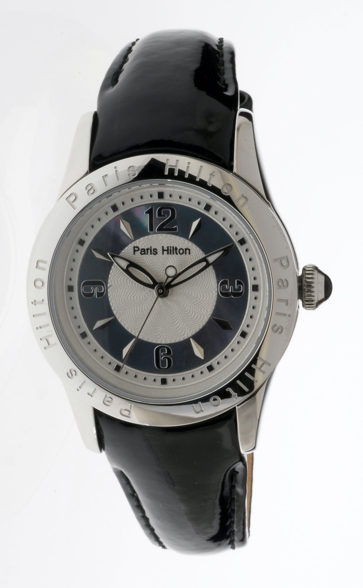 Paris Hilton Round Classic 138.4620.60 Damenuhr mit schwarzem Lacklederarmband