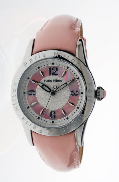 Paris Hilton Round Classic 138.4622.60 Damenuhr mit rosa Lacklederarmband