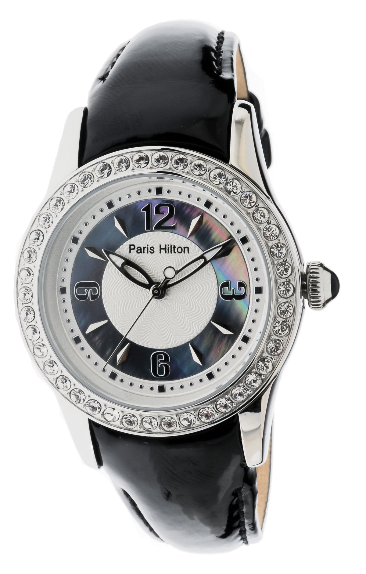 Paris Hilton Round 138.4627.60 Damenuhr in Schwarz mit Swarovski-Lünette