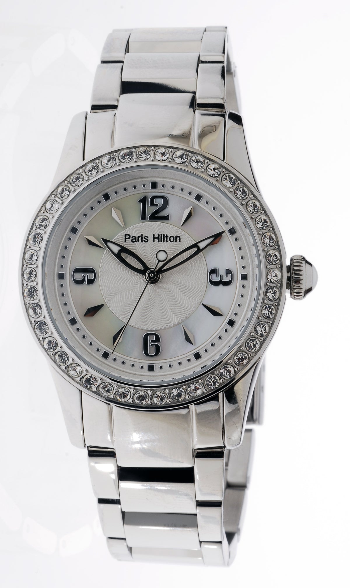 Paris Hilton Round 138.4628.60 Damenuhr in Silber mit Swarovski-Lünette