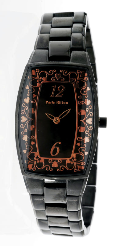 Paris Hilton Tonneau 138.4618.60 in Black IP mit schwarzem Zifferblatt und Edelstahlarmband