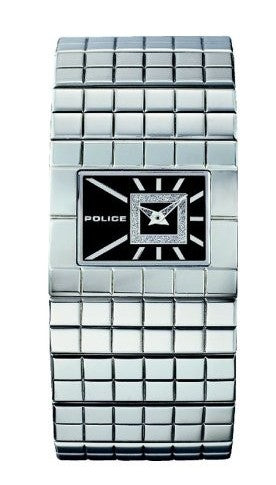 Police Allure 11334LS/02M Damenuhr mit schwarzem Zifferblatt und poliertem Edelstahlarmband