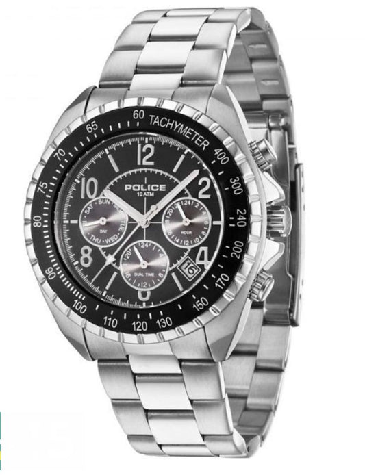 Police 14343JS/02M Multifunktionsuhr für Herren mit Edelstahlarmband