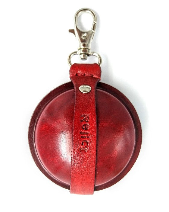 Rote Relict Classic Lederbörse mit Karabiner, Rückseite