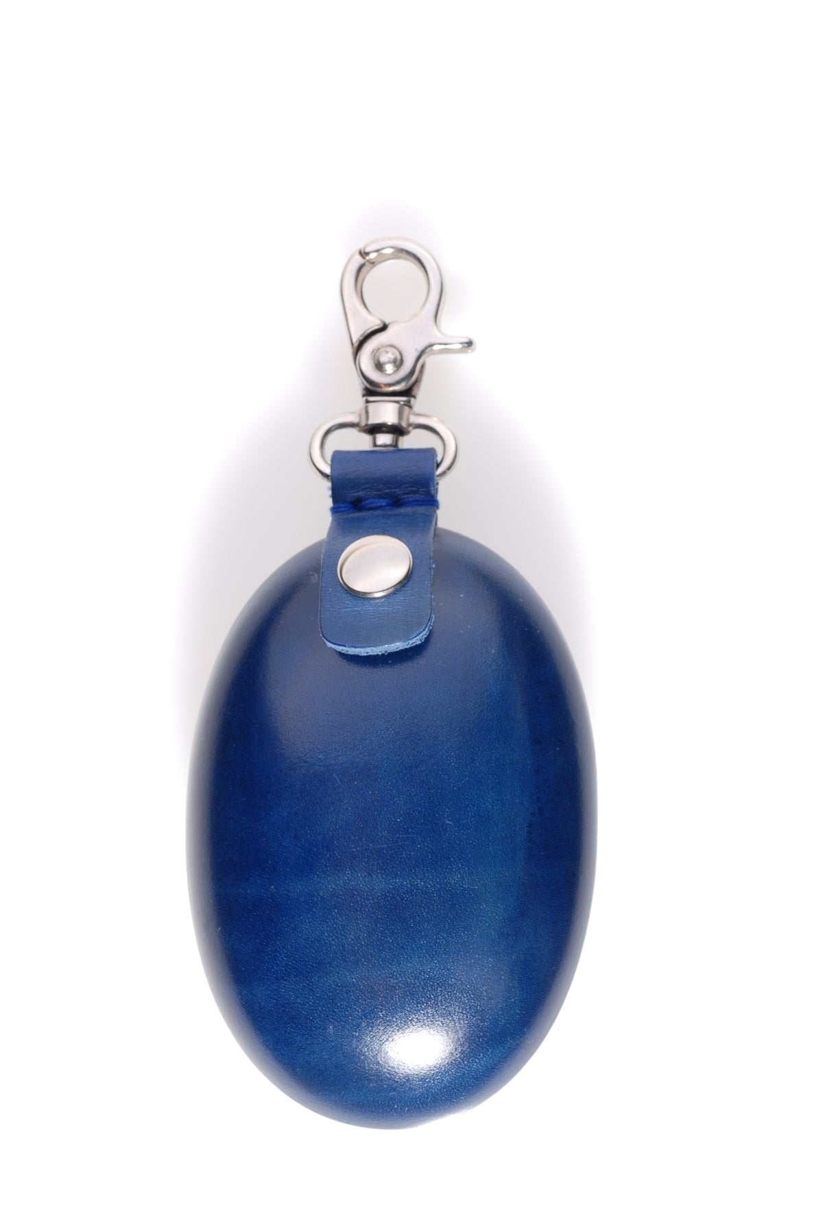 Relict Lederbörse Oval in Blau mit Karabiner und Druckknopf