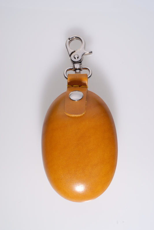 Relict Lederbörse Oval in Gelb mit Karabiner und Druckknopf