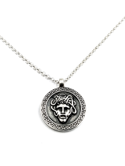 Relict Medusa Anhänger aus geschwärztem 925er Sterlingsilber, 22 mm