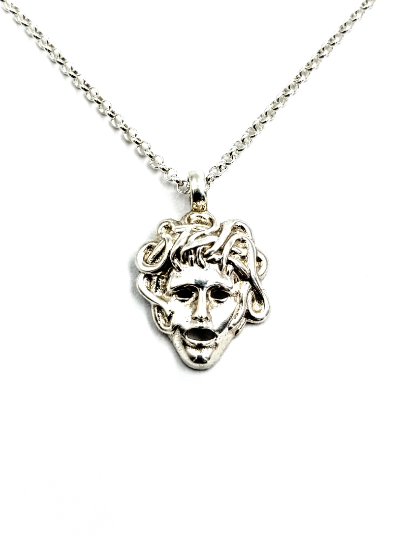 Relict Medusa Maske Anhänger aus geschwärztem 925er Sterlingsilber