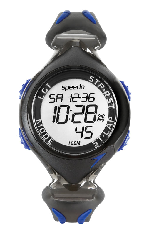Speedo 150 LAP ISD-50624 Herren-Schwimmuhr in Blau mit transparentem Silikonband