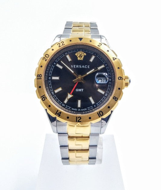 Versace Hellenyium V11040015 Herrenuhr mit braunem Zifferblatt und Bicolor-Armband